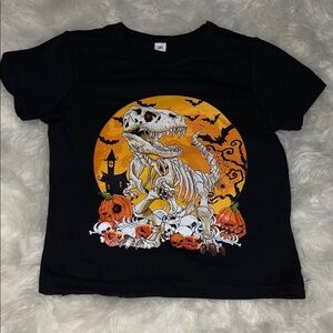 Kids Halloween Dinosaur Tee - Black and Orange